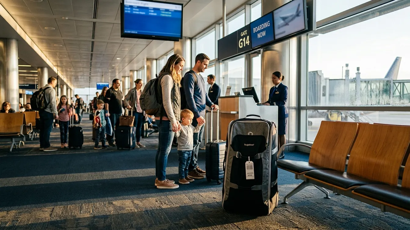 Pushchair in travel bag gate check aircraft