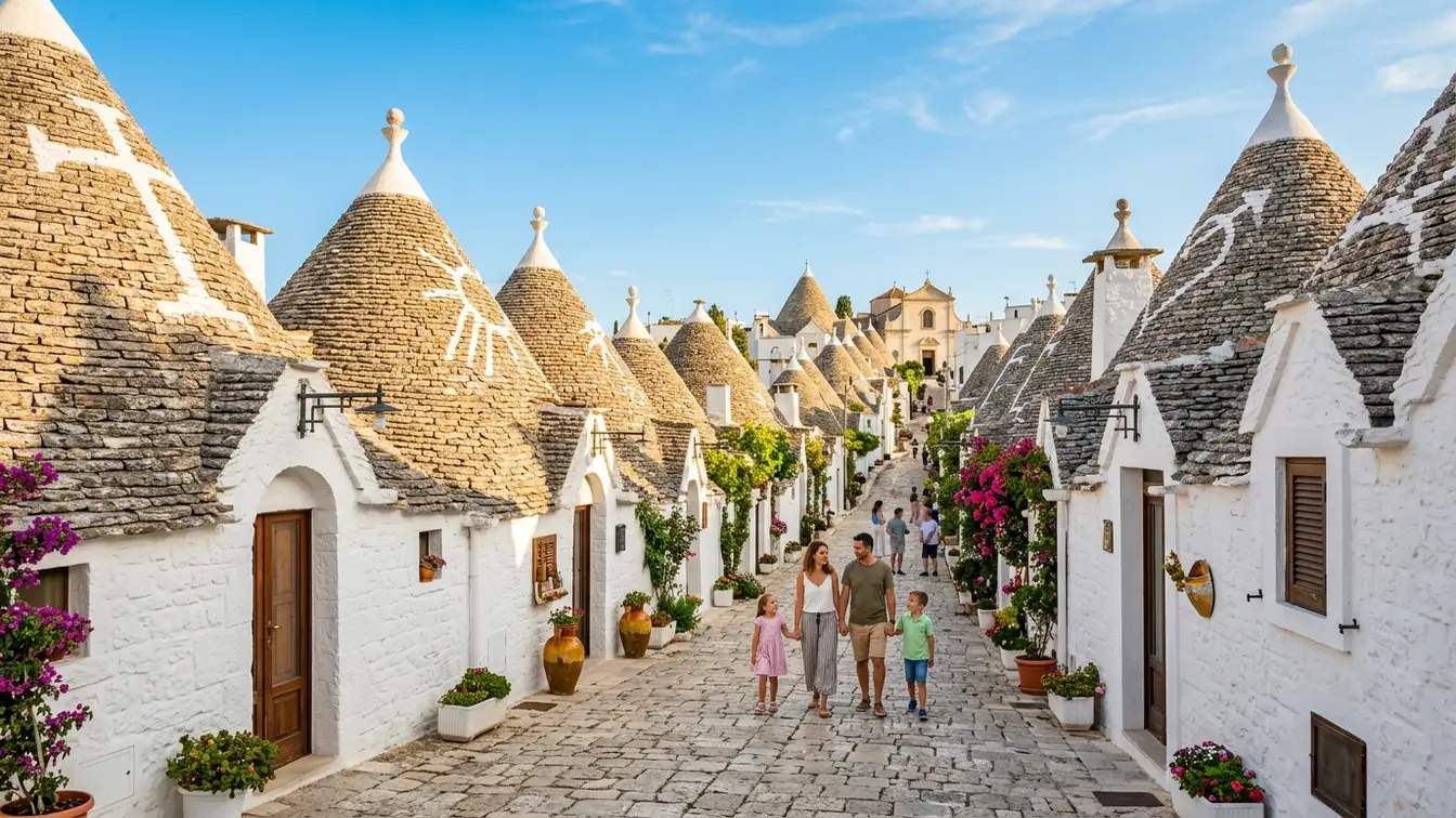 White trulli houses Alberobello Puglia