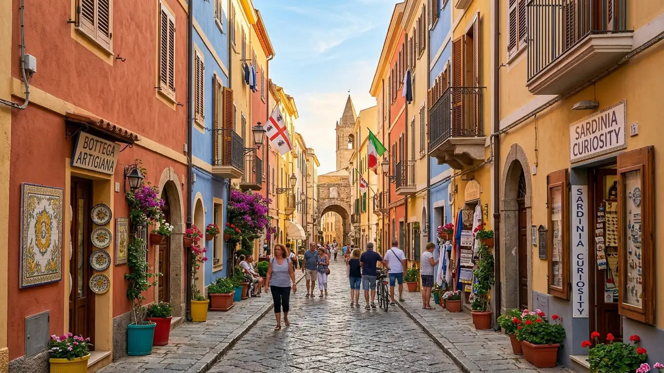 Colourful Alghero old town Sardinia
