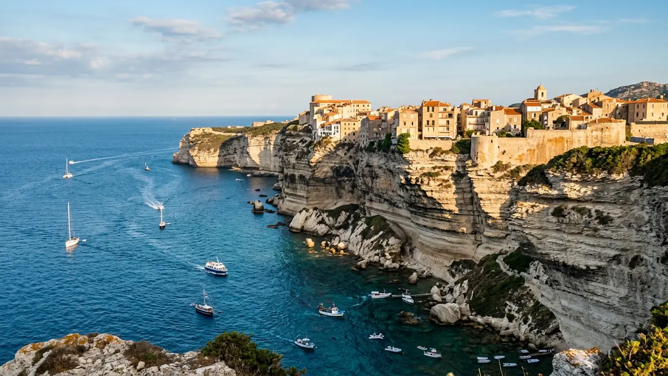 White limestone cliffs Bonifacio Corsica