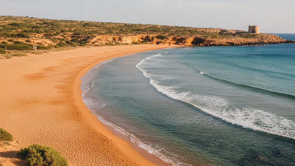 Crystal-clear blue waters and red sand at Ramla Bay beach, Gozo island.