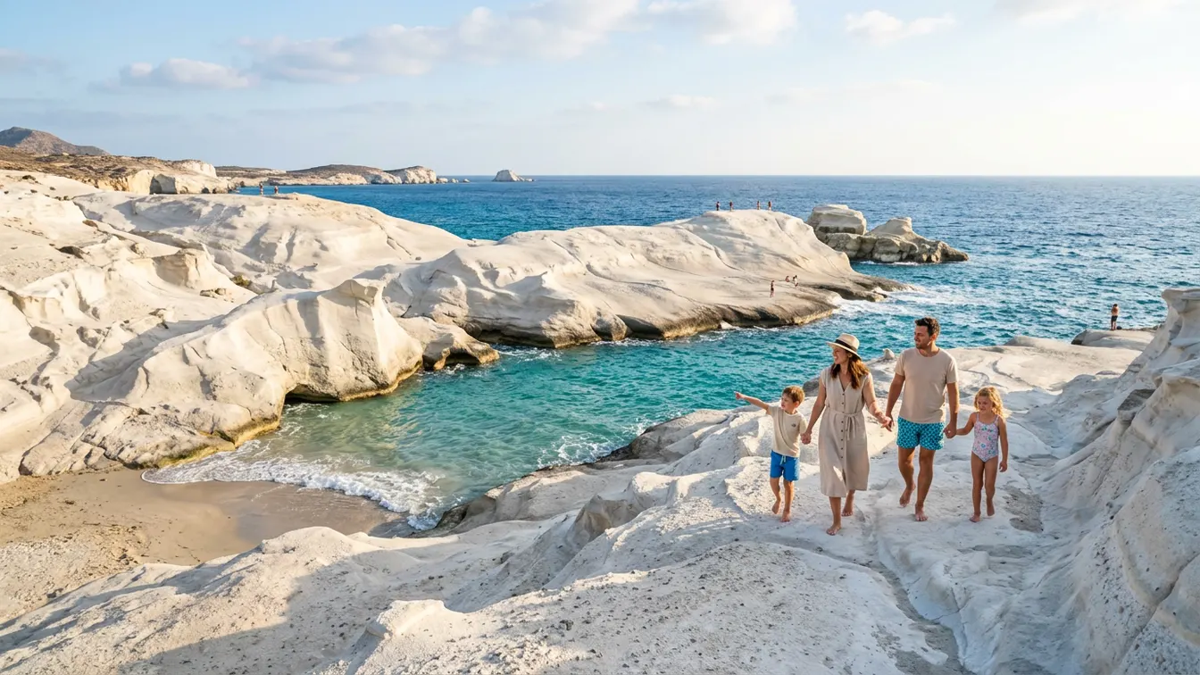 White volcanic rock Sarakiniko beach Milos