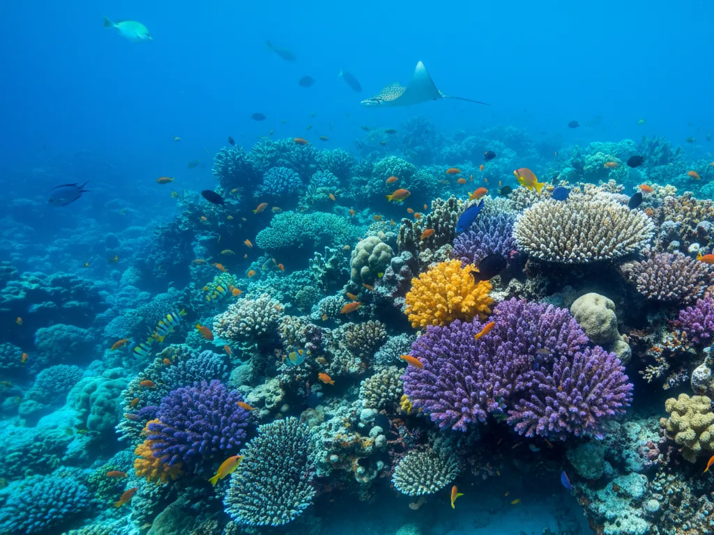 Colorful coral reefs and tropical fish swimming through Ras Muhammad National Park waters.