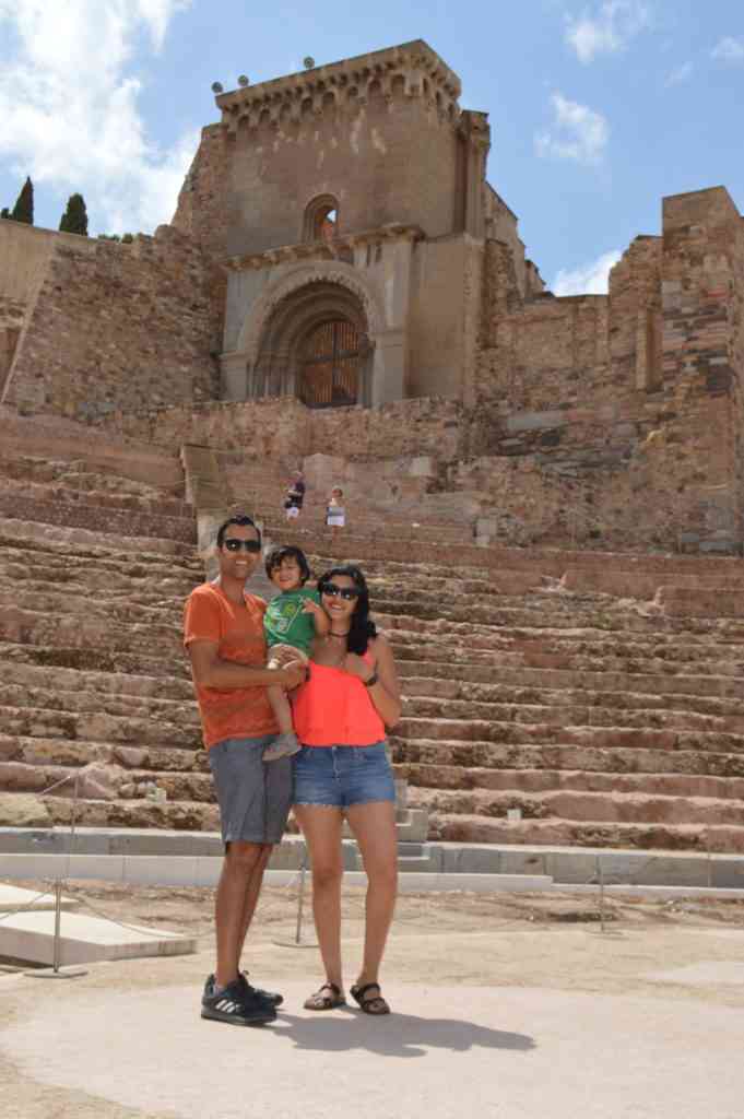 Picture of our family in the Ancient-Roman Theater in Cartegena