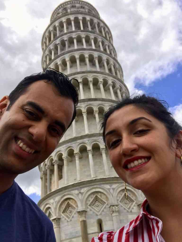 At the Leaning Tower of Pisa on our cruise day in Livorno, Italy