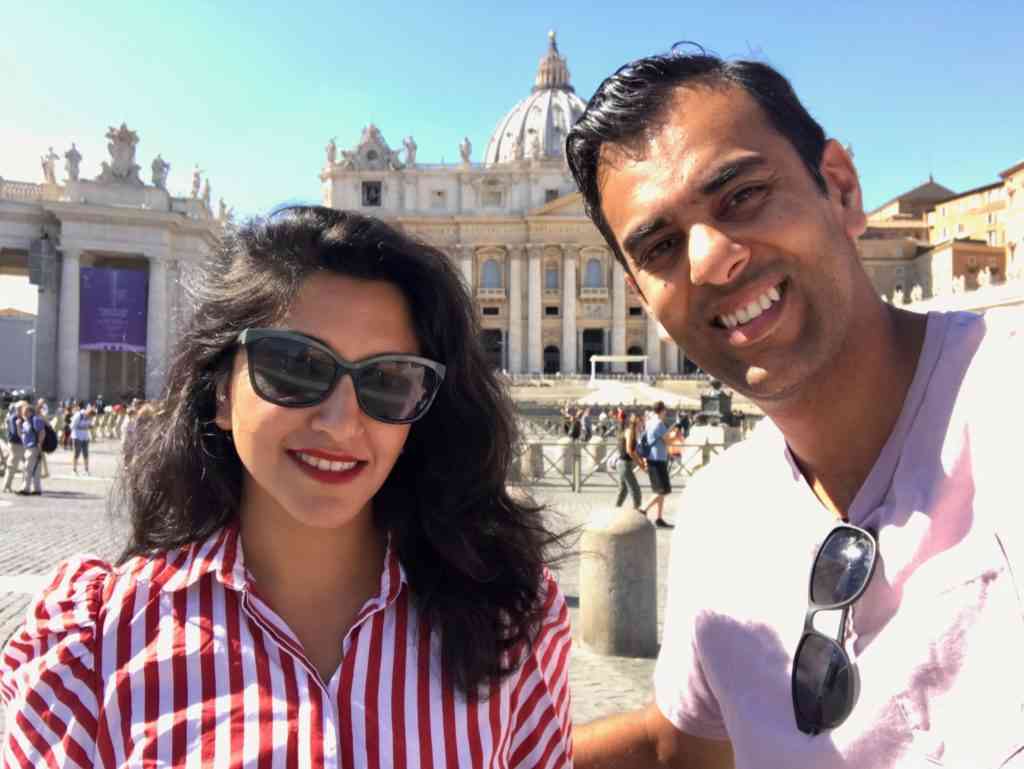Selfie in front of St. Pete's Basilica in the Vatican