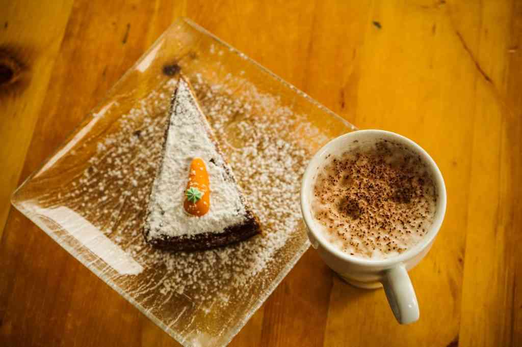 carrot cake and coffee